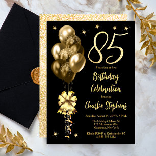 Invitation Ballons dorés élégants sur une fête d'anniversaire