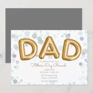 Invitation Ballons Dorés Papa Fête des Pères Brunch Moderne G