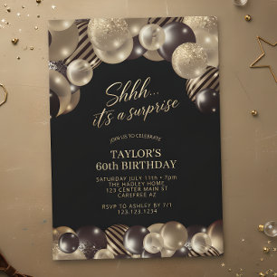 Invitation Ballons Dorés Surprise 60e Anniversaire
