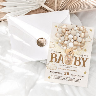 Invitation Ballons d'ours attendent à peine une baby shower b