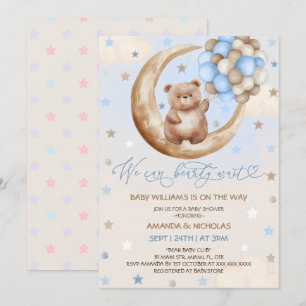Invitation Ballons d'ours en peluche et Baby shower de garçon