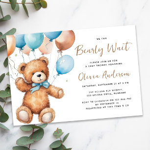 Invitation Ballons d'ours mignons Nous Pouvons Bearly Wait Ba