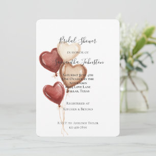 Invitation Ballons en forme de cœur rose blush rouge crème po