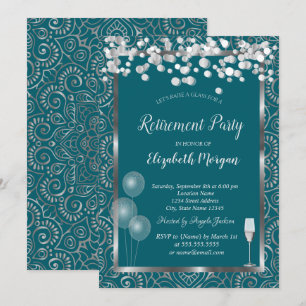 Invitation Ballons en verre Silver Mandala Green Retirement