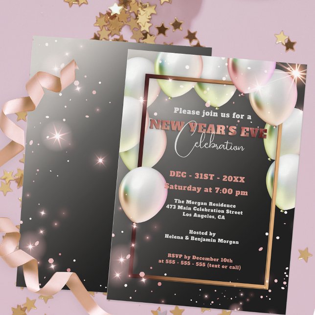 Invitation Ballons et Confetti fête du Nouvel An (Créateur téléchargé)