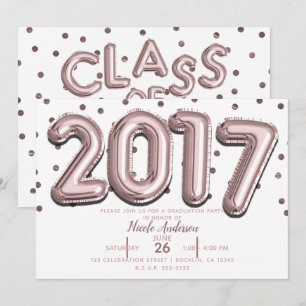 Invitation Ballons Gold Confetti Rose 2017
