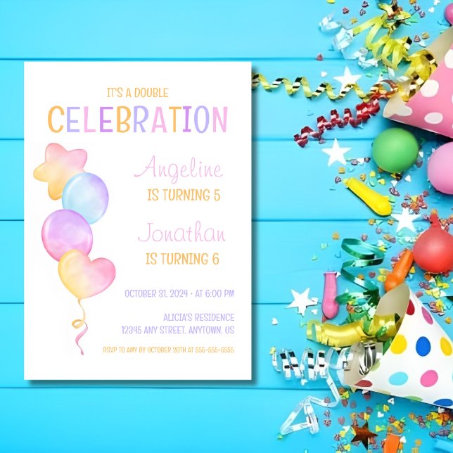 Invitation Ballons Lumineux Et Colorés Anniversaire (Créateur téléchargé)