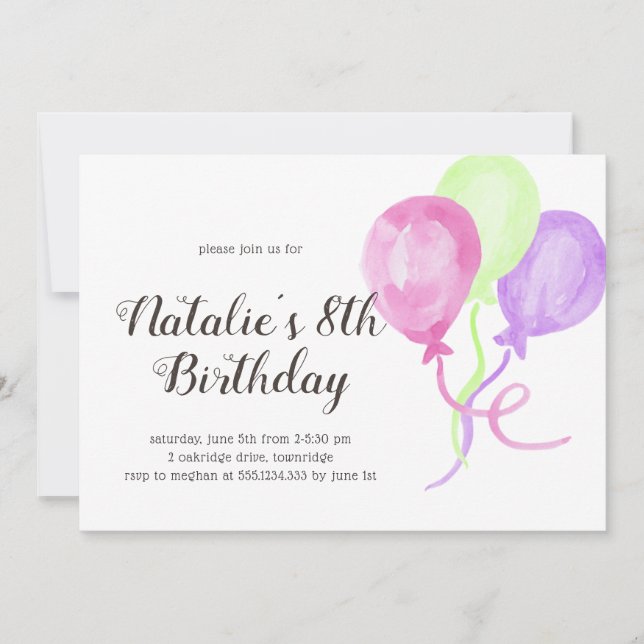 Invitation Ballons lumineux | TOUT ÂGE Anniversaire Photo dos (Devant)