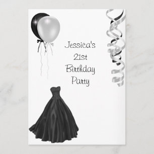 Invitation Ballons noirs et blancs Formel 21e anniversaire