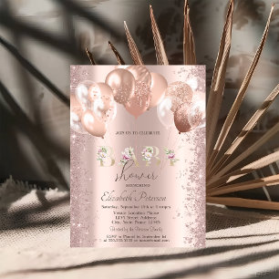 Invitation Ballons Rose Gold Paillettes Confettis Baby Shower