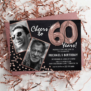 Invitation Ballons Rose Gold Tableau Noir 2 Photo 60e Anniver