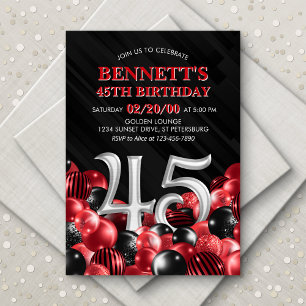 Invitation Ballons Rouge 45e anniversaire