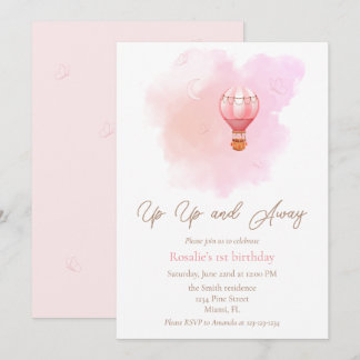 Invitation Balloon à air chaud vers le haut et loin Fille d'a