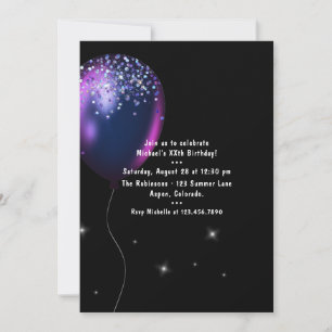 Invitation Balloon Confetti fête d'anniversaire