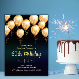 Invitation Balloon d'or moderne 60e fête d'anniversaire