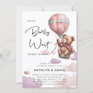 Invitation Balloon Mauve On Peut Attendre Un Baby shower Fill