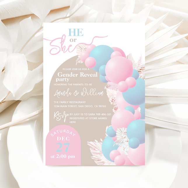 Invitation Balloon moderne genre révéler la fête (Créateur téléchargé)
