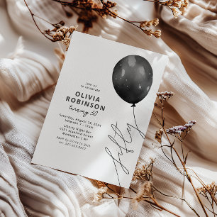 Invitation Balloon noir tendance 50e anniversaire