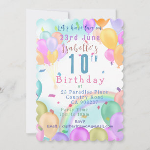 Invitation Balloon Pastel Anniversaire