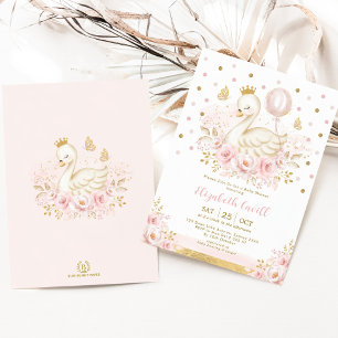 Invitation Balloon rose Swan Princesse Balloon Anniversaire