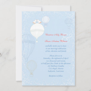 Invitation Balloons à air chaud Ressort bébé Mariage bleu
