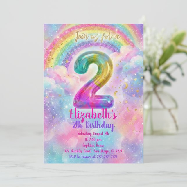 Invitation Balloons Birthday 2th Birthday  (Debout devant)