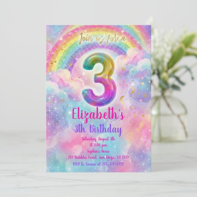 Invitation Balloons Birthday 3th Birthday  (Debout devant)