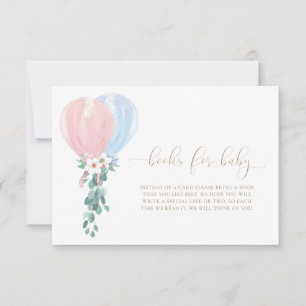 Invitation Balloons Bleus Rose Livres Pour Baby Request Card