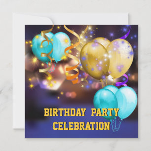 Invitation Balloons Colorés Rubans Fête d'Anniversaire Amusan