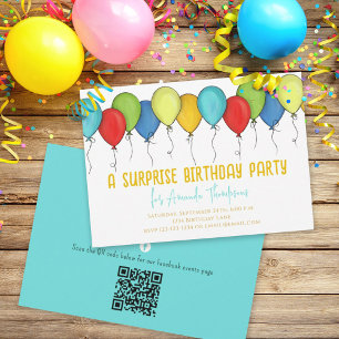Invitation Balloons de fête d'anniversaire surprise Code QR F