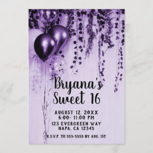 Invitation Balloons de fête métallisés violets Ivy White Swee