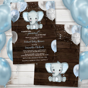 Invitation Balloons de garçon éléphant rustique Baby shower v
