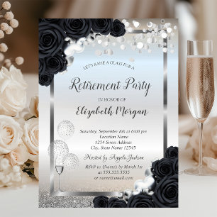 Invitation Balloons en forme de verre à vin Roses Noires pour