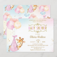 Balloons en Giraffe de Whimsical Baby shower fille