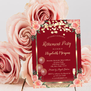 Invitation Balloons en verre à vin Paillettes Roses Rouges Re