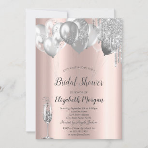 Invitation Balloons Gouttes de Paillettes Argentées Enterreme