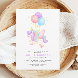 Invitation Balloons Licorne Mignons Fête Prénatale Moderne Pa