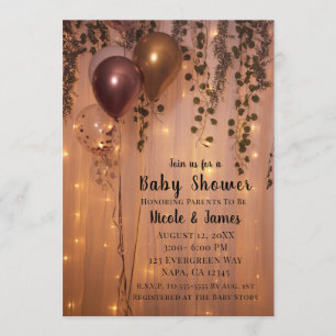 Invitation Balloons Lumières Rose Gold Guirlande de Lierre Ba