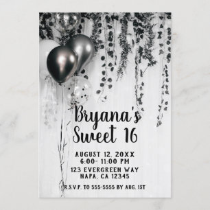 Invitation Balloons métalliques de fête Rustique Ivy Blanc Sw