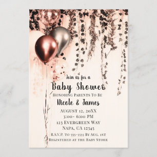 Invitation Balloons Métallisés Crème Doré Rose Ballons Baby S