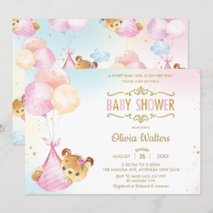 Invitation Balloons Ours Mignonnes Whimsical Baby shower Fill