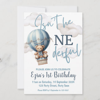 Invitation Ballotte à air chaud 1er anniversaire fête