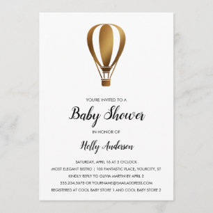 Invitation Ballotte à air chaud en or lisse Baby shower simpl