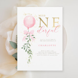 Invitation Ballotte de la petite Miss Pink Bow 1er fête d'ann