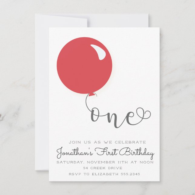Invitation Ballotte rouge premier anniversaire (Devant)