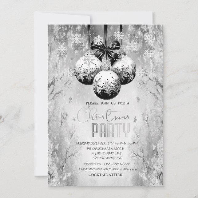 Invitation Balls Snowflakes Winter Paysage fête de Noël (Devant)