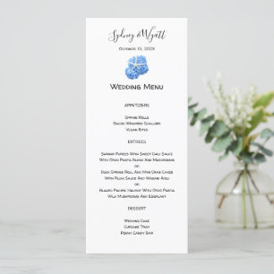 Invitation Balnéaire Jardin Bleu Haut Mariage Menu Modèle