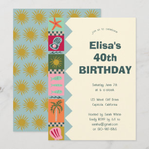 Invitation Balnéaire Soiree ANNIVERSAIRE FÊTE Moderne Cute CU