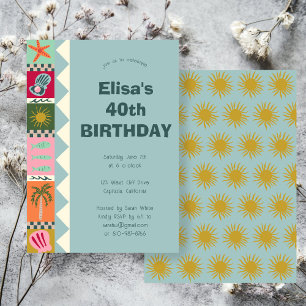 Invitation Balnéaire Soiree ANNIVERSAIRE FÊTE Moderne Cute CU