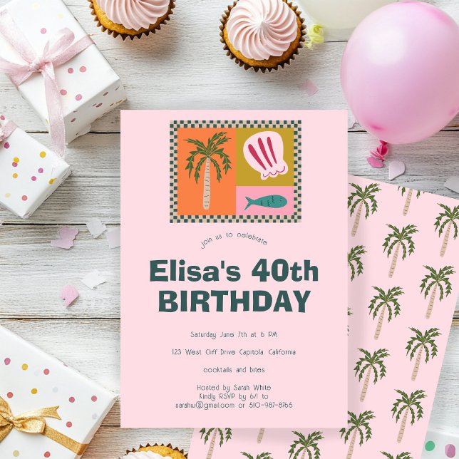 Invitation Balnéaire Soiree Modern Cute CUSTOM Anniversaire (Seaside Soiree Modern Cute CUSTOM Birthday Party Invitation
)